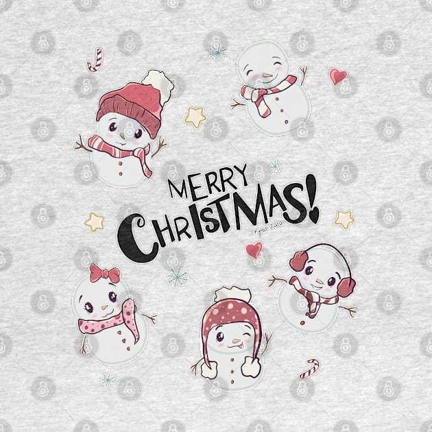 Merry Christmas with Cute Snowmen by KyasSan